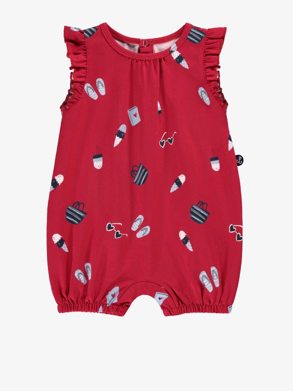 Red Baby Girls' One-Piece Bodysuit with Summer Print